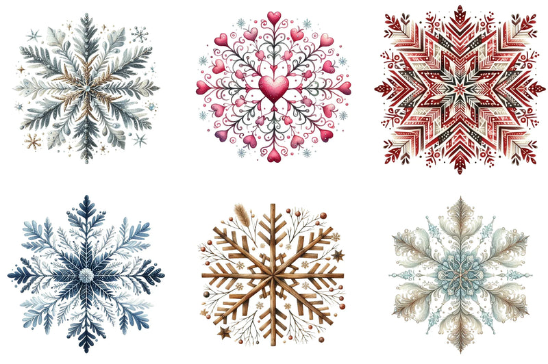 Christmas Snowflake Clipart Bundle - CraftNest - Digital Crafting and Art