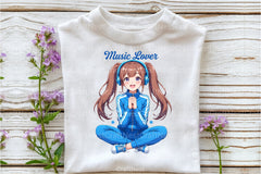 Music Lover Girl Headphones Clipart Bundle - CraftNest - Digital Crafting and Art