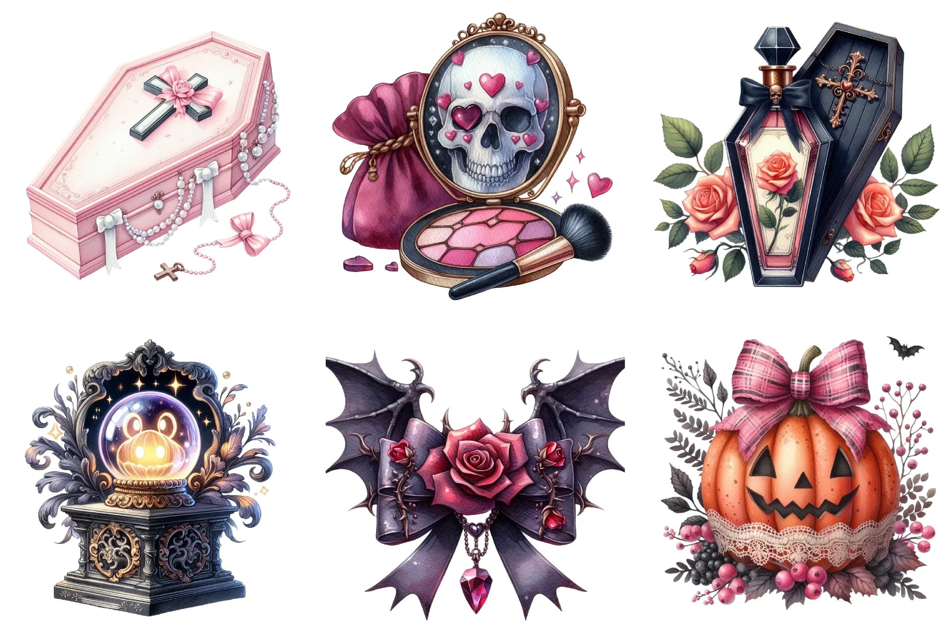 Gothic Coquette Halloween Clipart Bundle - CraftNest - Digital Crafting and Art