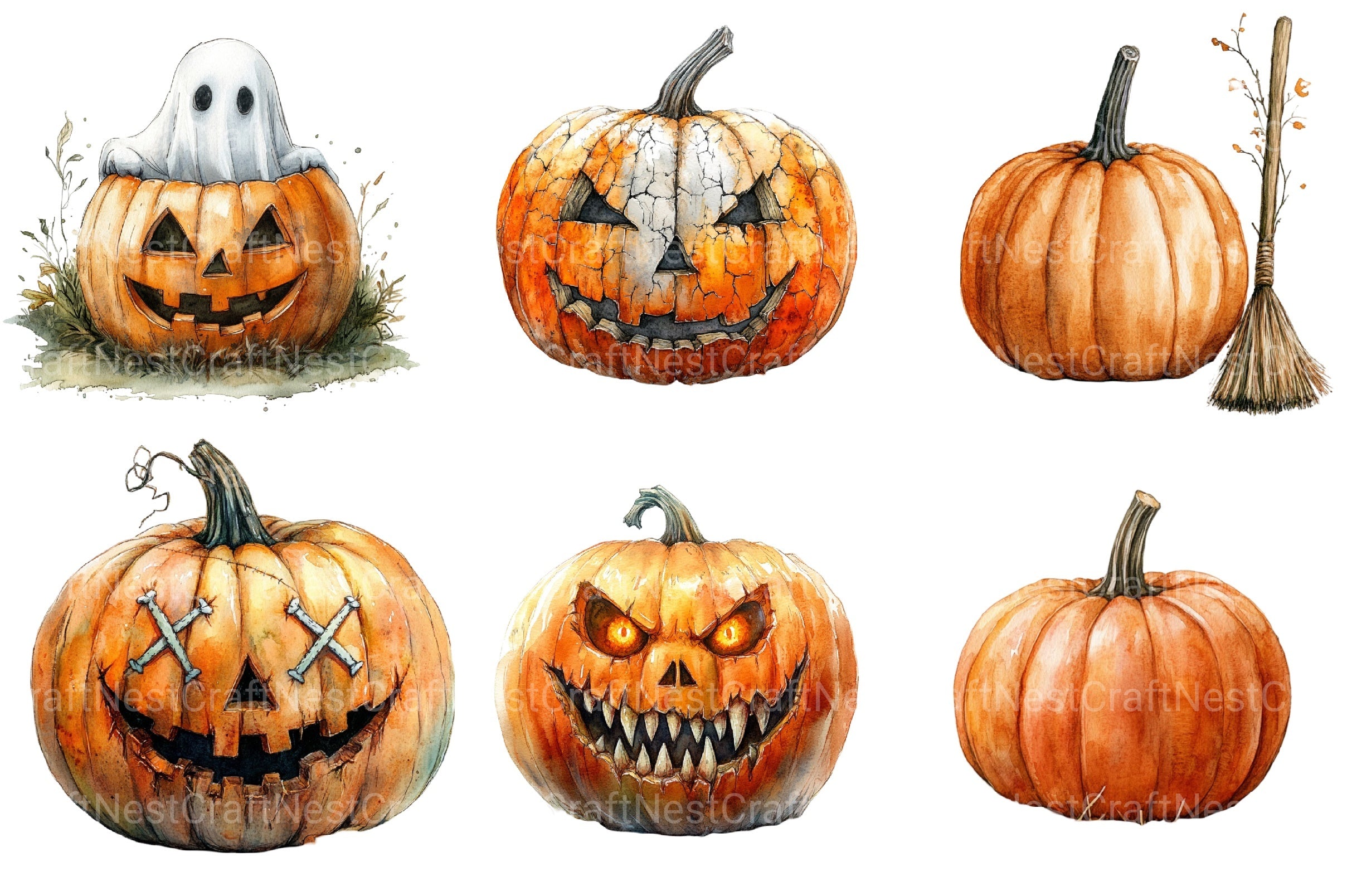 Halloween Pumpkin Clipart Bundle 1 - CraftNest - Digital Crafting and Art