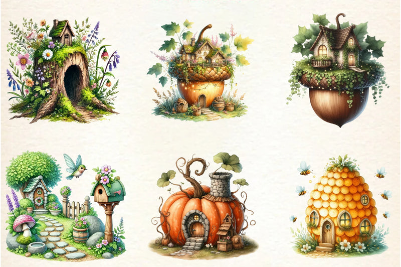 Spring Fairy House Clipart Bundle - CraftNest - Digital Crafting and Art