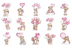 Valentine's Day Teddy Bear Balloons Clipart Bundle - CraftNest - Digital Crafting and Art