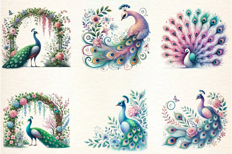 Spring Peacock Clipart Bundle - CraftNest - Digital Crafting and Art