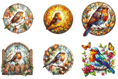 Robin Bird Stained Glass Clipart Bundle - CraftNest - Digital Crafting and Art