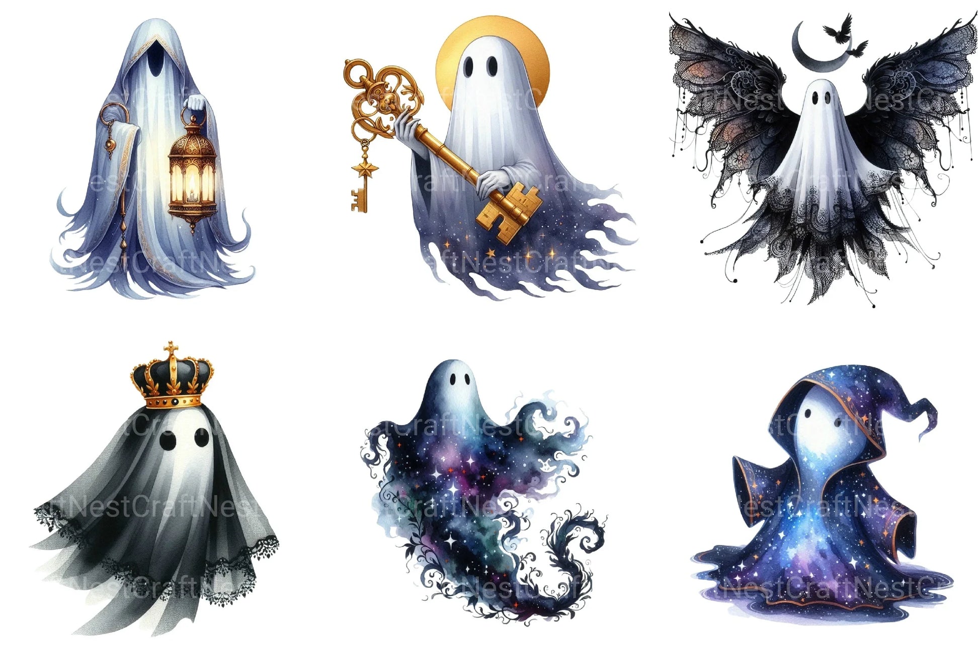 Enchanted Ghost Halloween Clipart Bundle 2 - CraftNest - Digital Crafting and Art