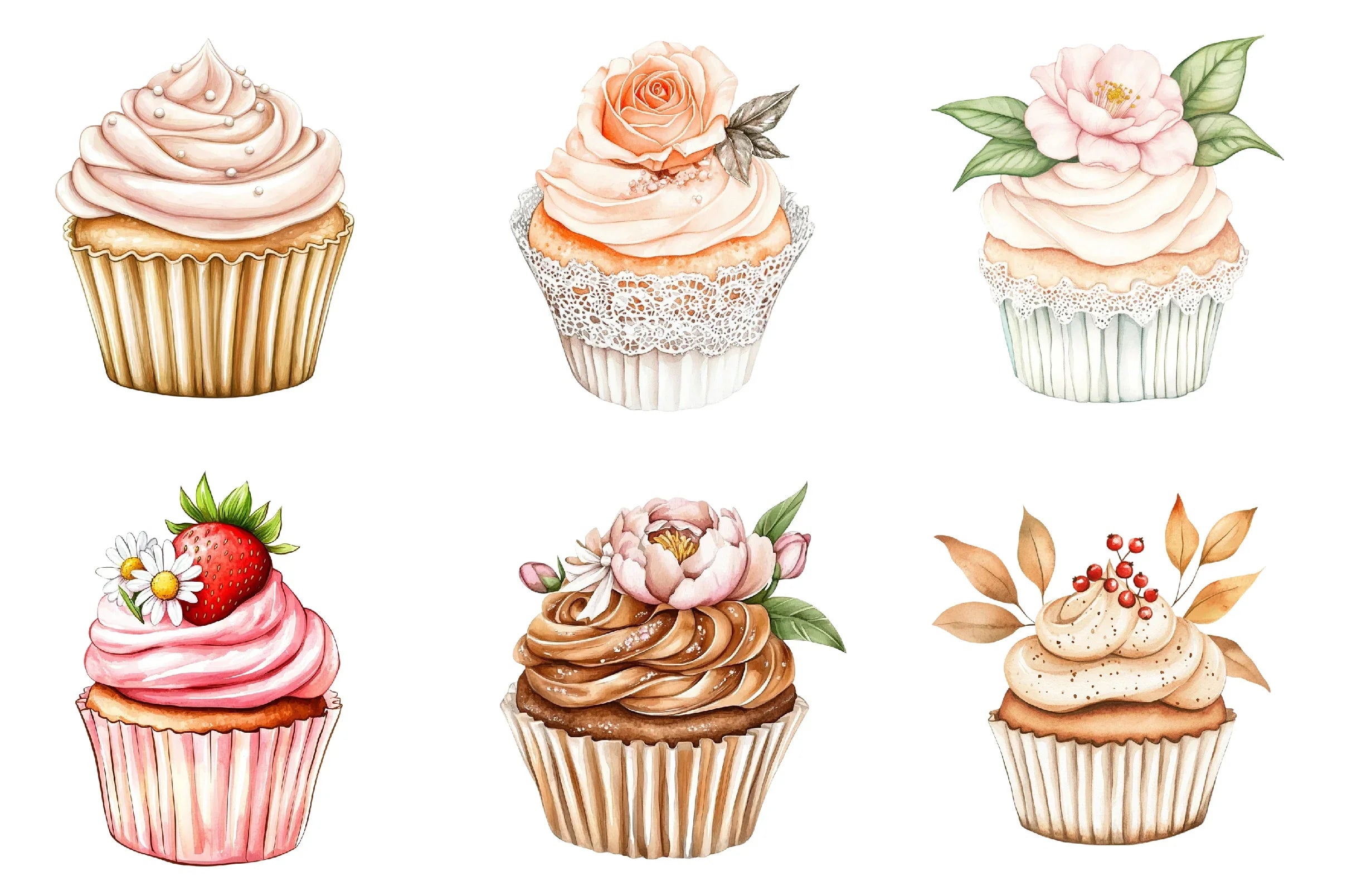 Floral Cupcake Clipart Bundle - CraftNest - Digital Crafting and Art