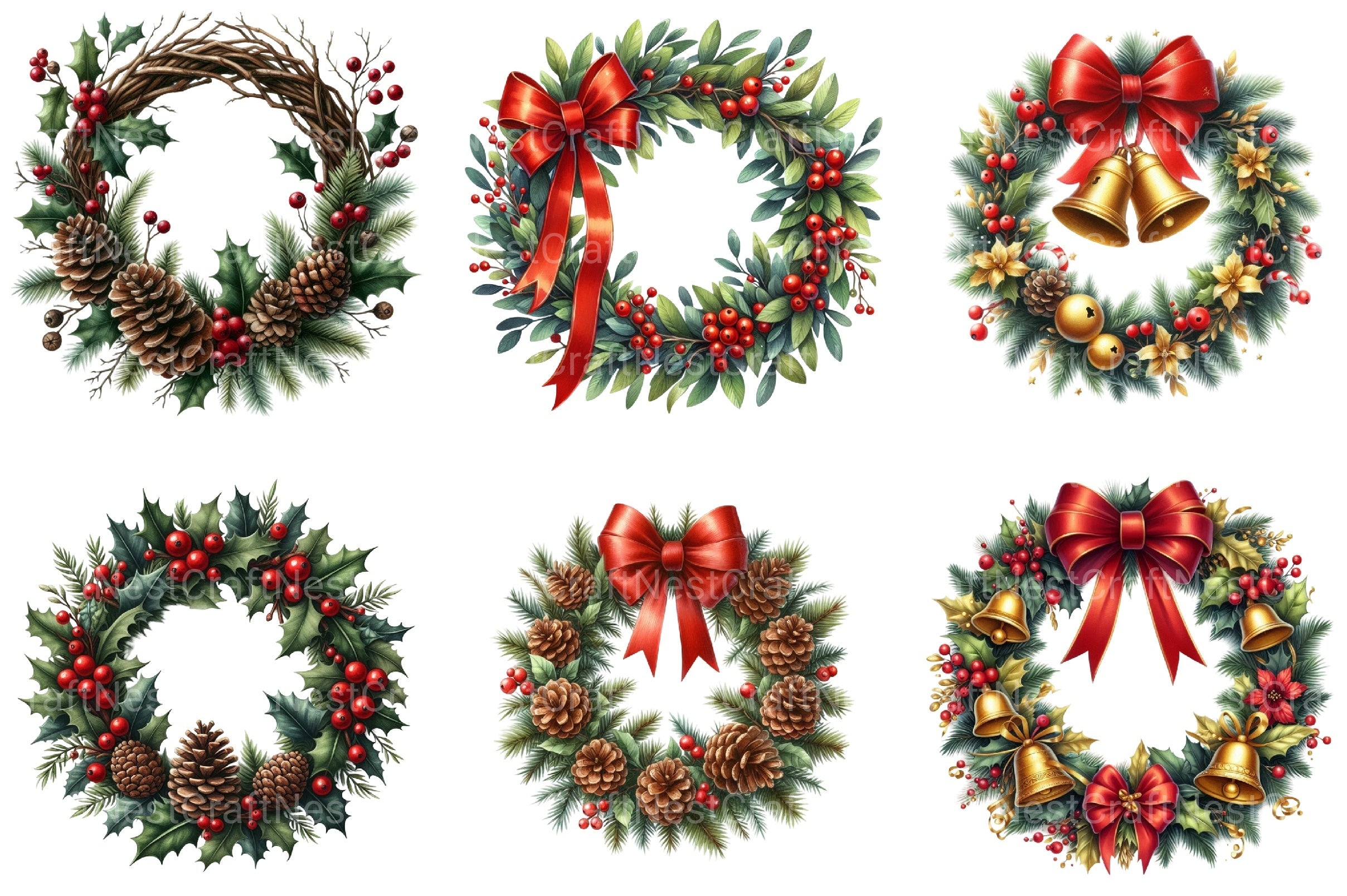 Christmas Wreath Clipart Bundle 55 - CraftNest - Digital Crafting and Art
