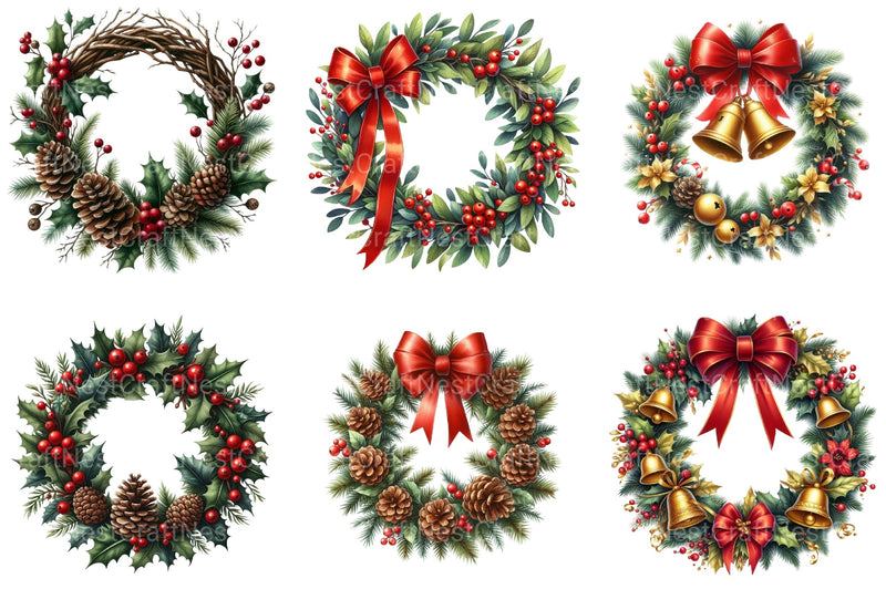Christmas Wreath Clipart Bundle 55 - CraftNest - Digital Crafting and Art