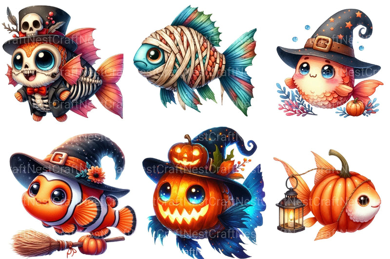Cute Halloween Fish Clipart Bundle - CraftNest - Digital Crafting and Art