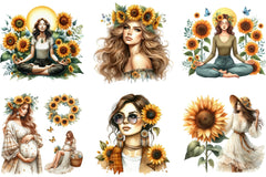 Sunflower Woman Clipart Bundle - CraftNest - Digital Crafting and Art