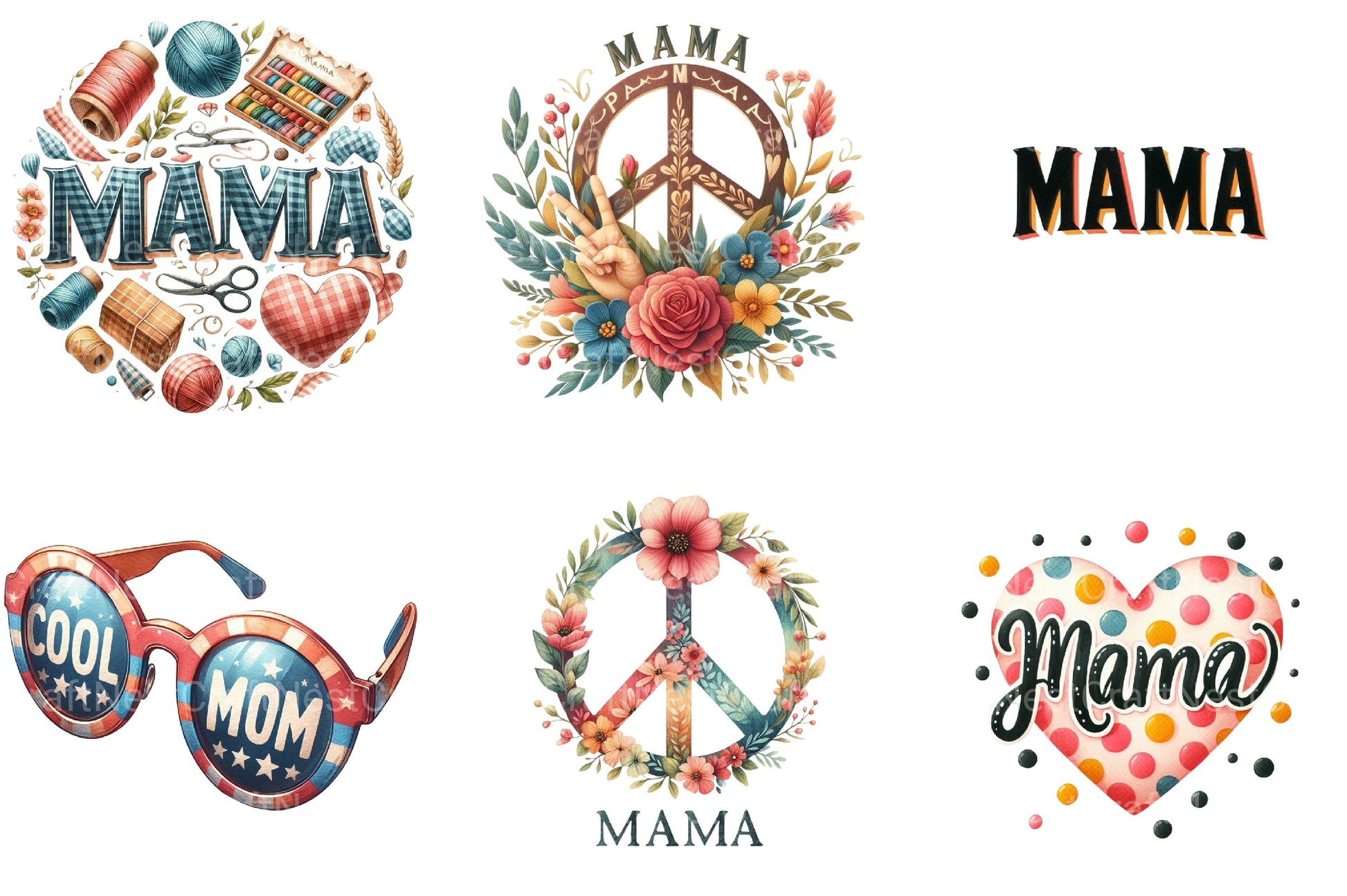 Retro Mama Clipart Bundle - CraftNest - Digital Crafting and Art