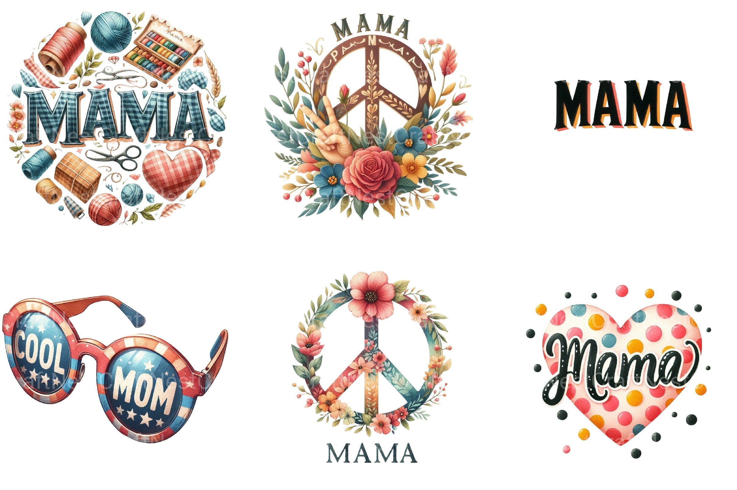 Retro Mama Clipart Bundle - CraftNest - Digital Crafting and Art