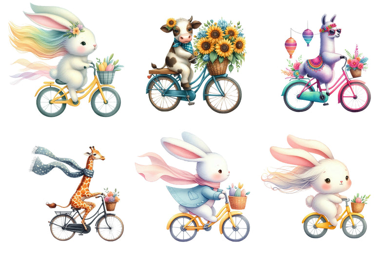 Animal Riding Bike Stickers Clipart Bundle - CraftNest - Digital Crafting and Art