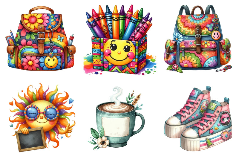 Groovy School Clipart Bundle - CraftNest - Digital Crafting and Art