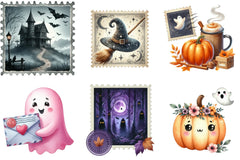 Halloween Postage Stamp Clipart Bundle - CraftNest - Digital Crafting and Art