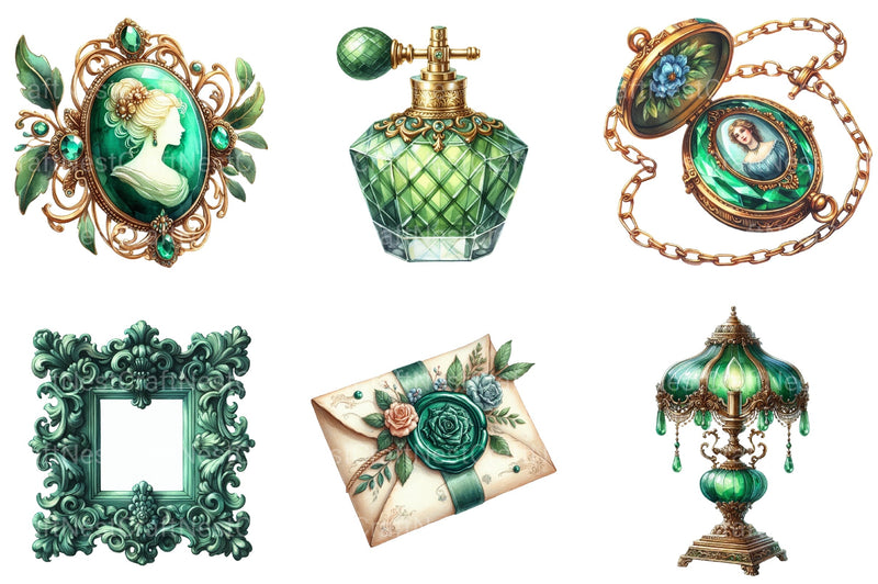 Emerald Victorian Clipart Bundle - CraftNest - Digital Crafting and Art