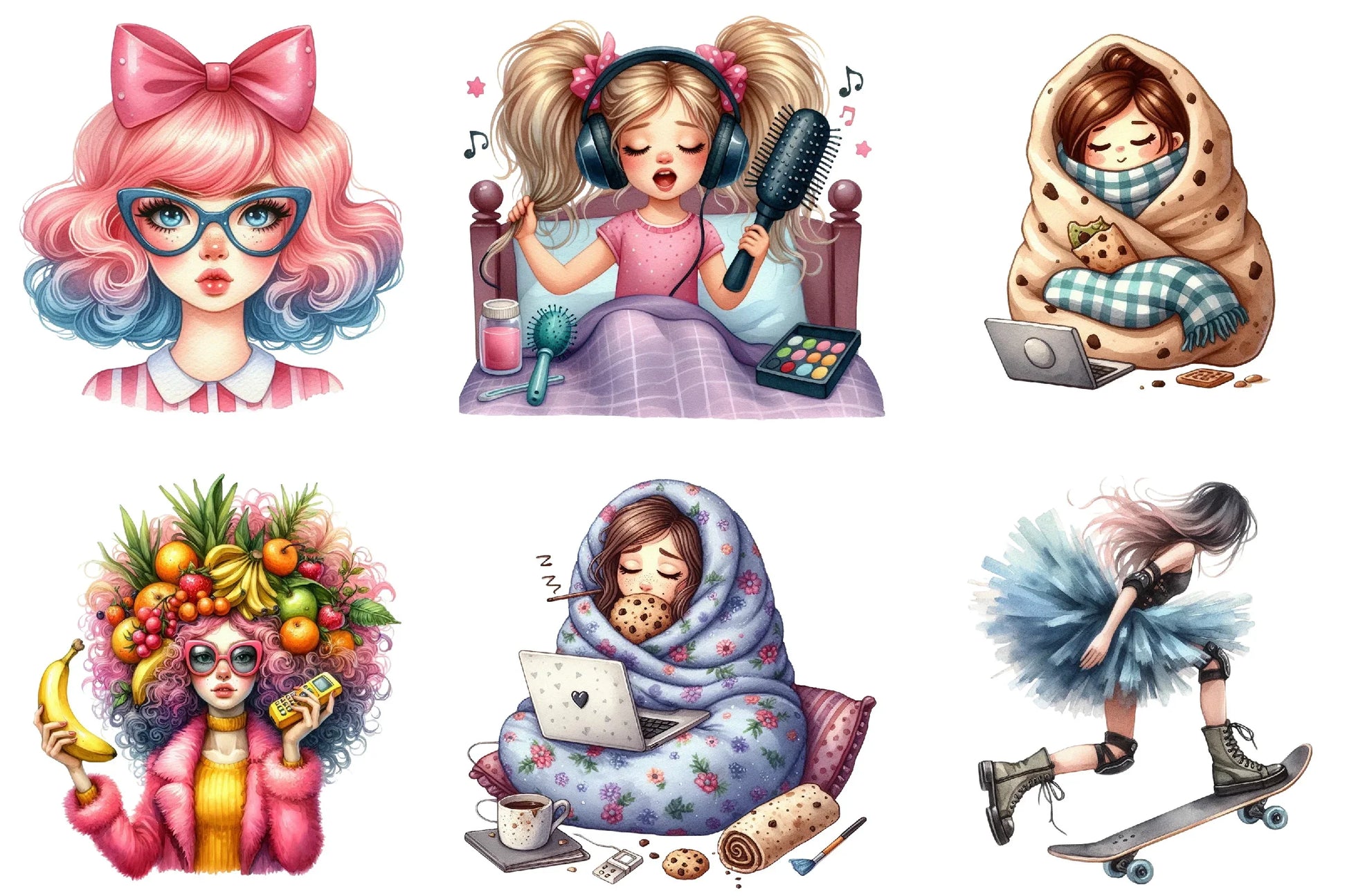 Quirky Girl Clipart Bundle - CraftNest - Digital Crafting and Art