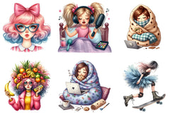 Quirky Girl Clipart Bundle - CraftNest - Digital Crafting and Art