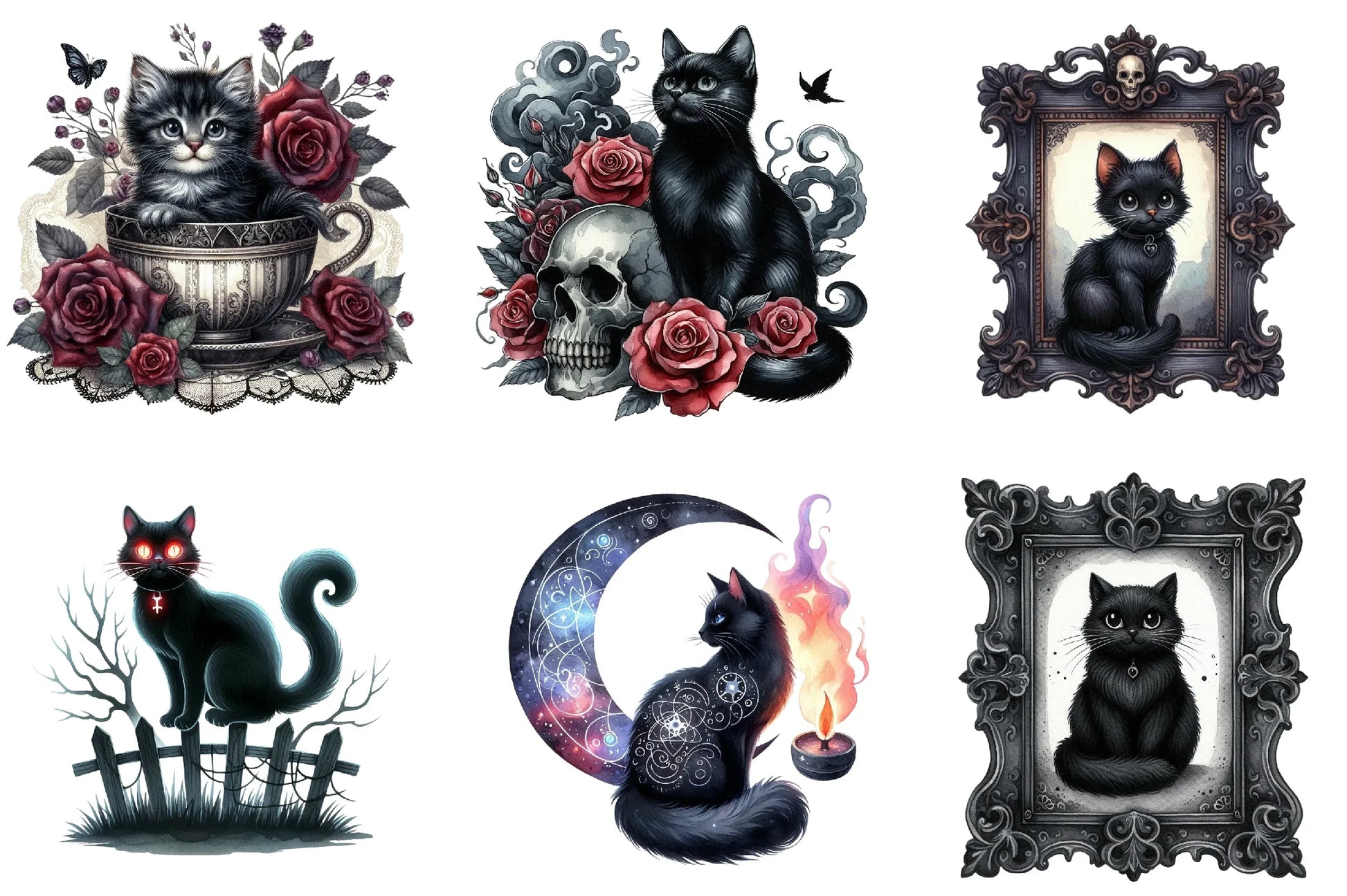 Black Cat Gothic Clipart Bundle - CraftNest - Digital Crafting and Art