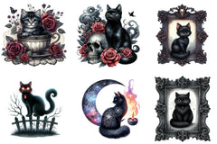 Black Cat Gothic Clipart Bundle - CraftNest - Digital Crafting and Art