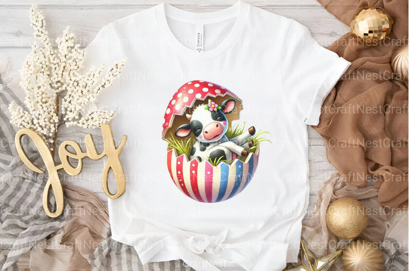 Easter Cow on Cracked Egg Clipart Bundle 99 - CraftNest - Digital Crafting and Art