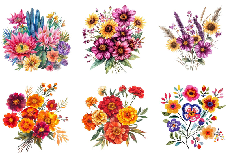 Mexican Flowers Clipart Bundle - CraftNest - Digital Crafting and Art