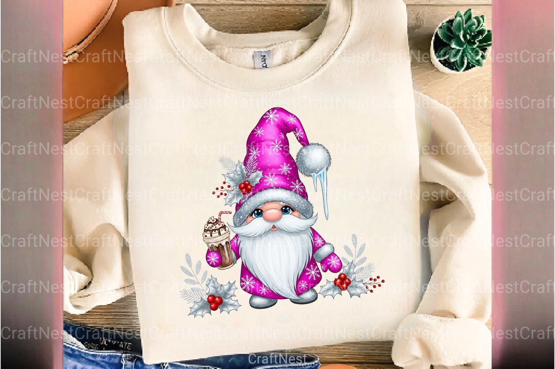 Pink Christmas Gnome Clipart Bundle - CraftNest - Digital Crafting and Art