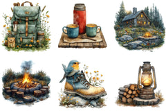 Vintage Spring Camping Clipart Bundle - CraftNest - Digital Crafting and Art