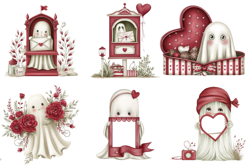 Valentine Ghost Clipart Bundle - CraftNest - Digital Crafting and Art
