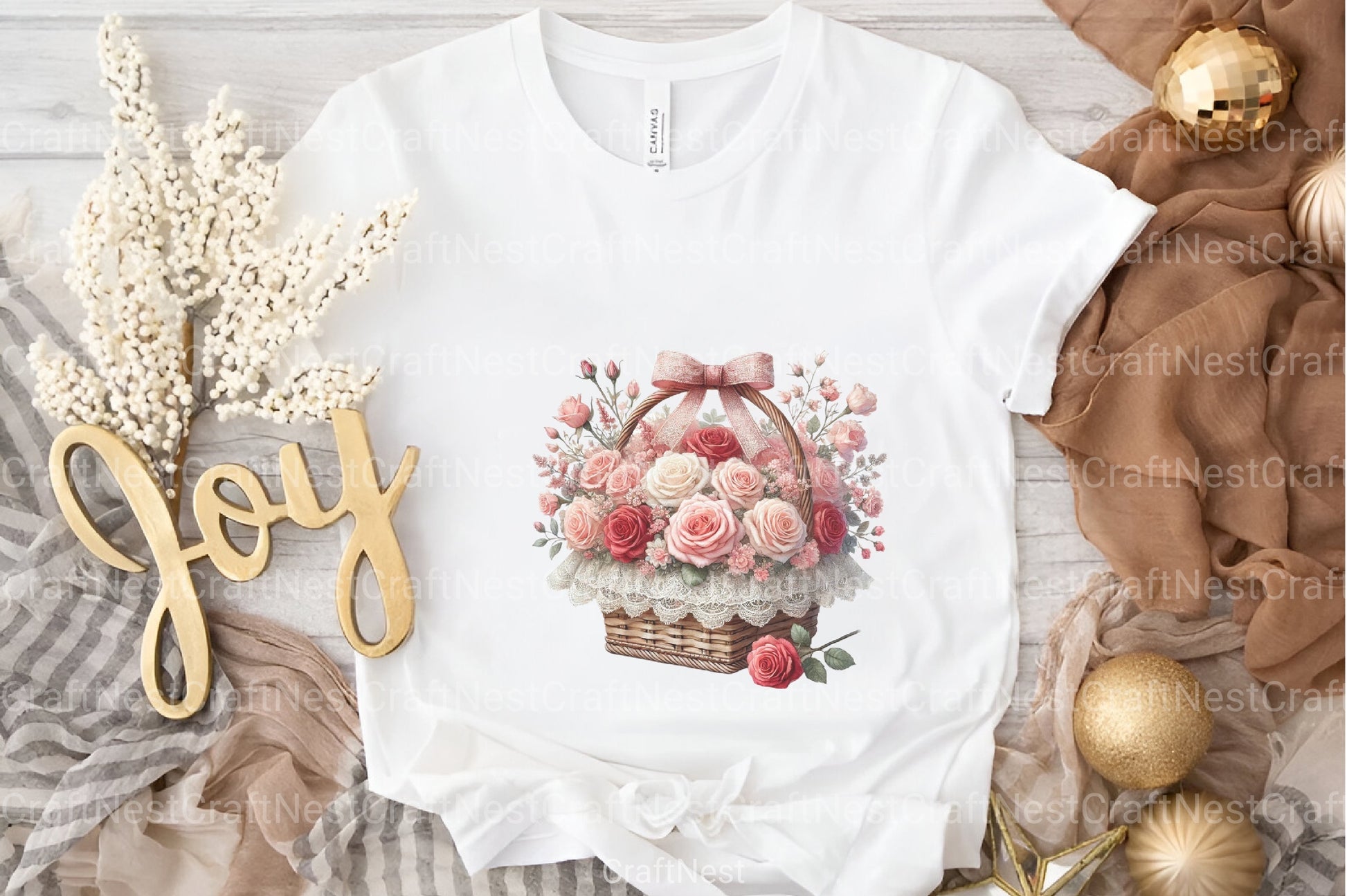 Valentine's Basket Love Rose Champagne Clipart Bundle - CraftNest - Digital Crafting and Art