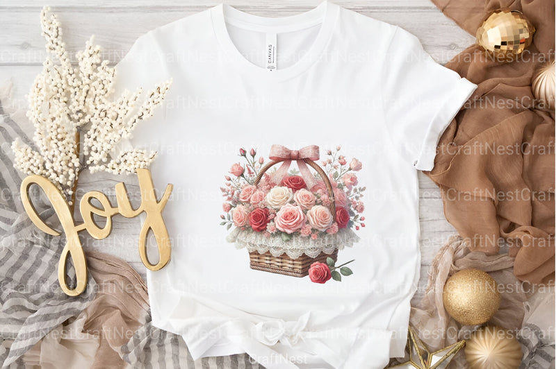 Valentine's Basket Love Rose Champagne Clipart Bundle - CraftNest - Digital Crafting and Art