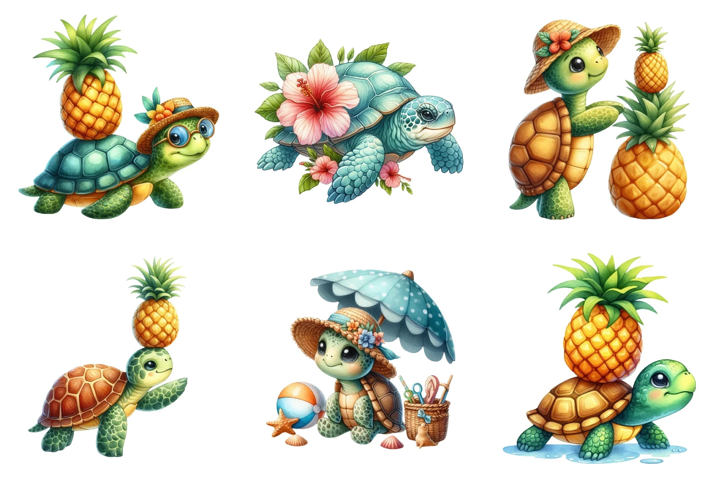 Summer Turtle Clipart Bundle - CraftNest - Digital Crafting and Art