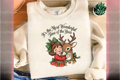 Vintage Christmas Girl with Deer Clipart Bundle - CraftNest - Digital Crafting and Art