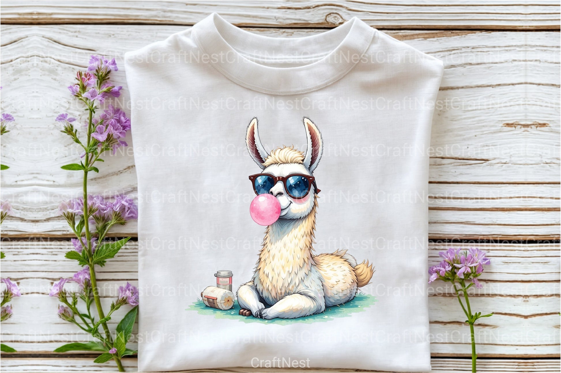 Funny Llama and Bubble Gum Clipart Bundle - CraftNest - Digital Crafting and Art