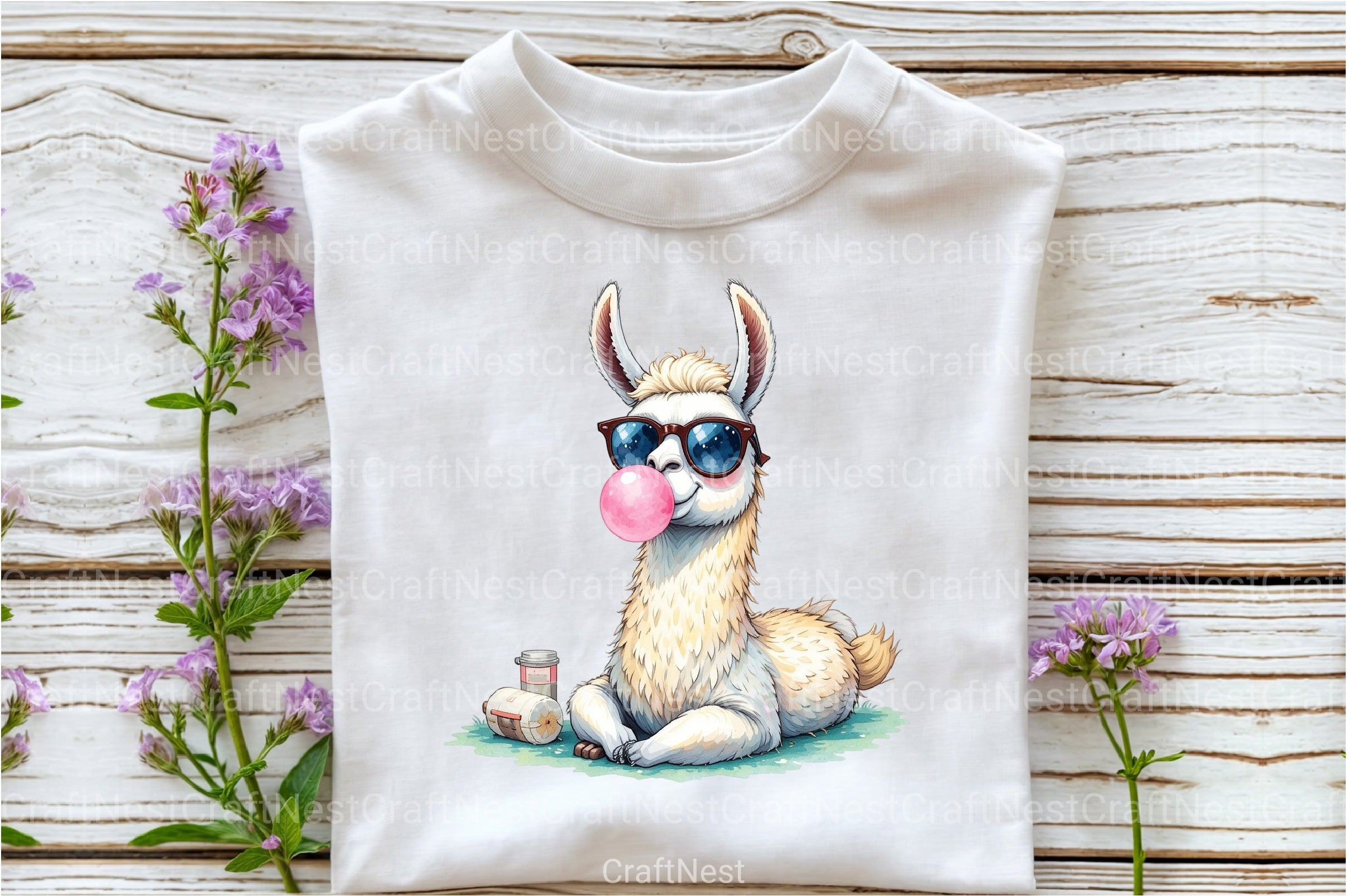 Funny Llama and Bubble Gum Clipart Bundle - CraftNest - Digital Crafting and Art