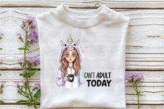 Sarcastic Funny Girl Can't Adult Today Clipart Bundle 8 - CraftNest - Digital Crafting and Art