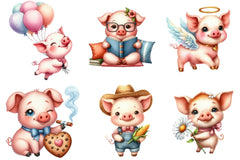 Cute Pig Clipart Bundle - CraftNest - Digital Crafting and Art