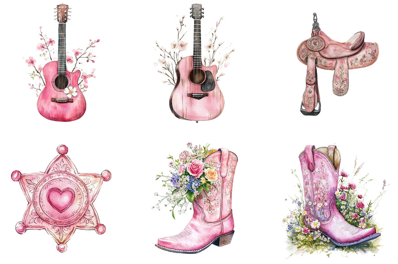 Pink Western Cowgirl Clipart Bundle - CraftNest - Digital Crafting and Art