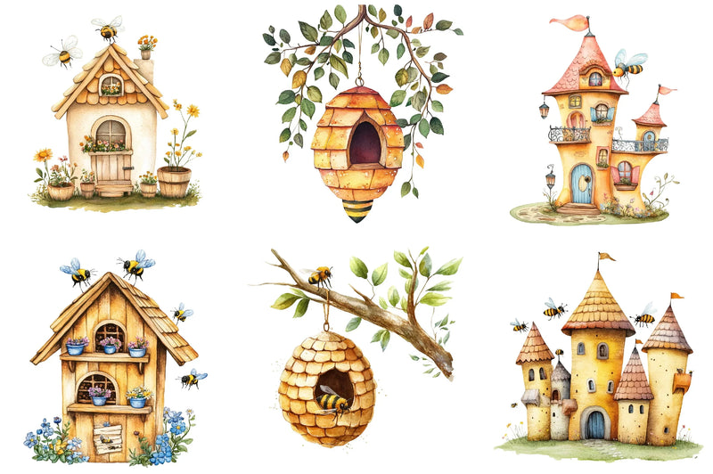 Bee Home Clipart Bundle - CraftNest - Digital Crafting and Art