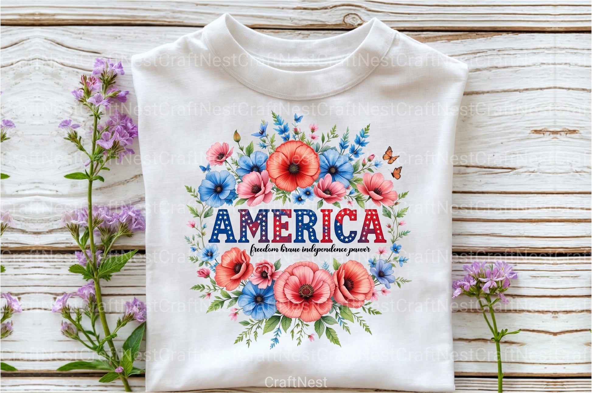 Floral 4th of July Patriotic Clipart Bundle - CraftNest - Digital Crafting and Art