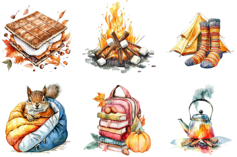 Autumn Camping Trip Clipart Bundle 1 - CraftNest - Digital Crafting and Art