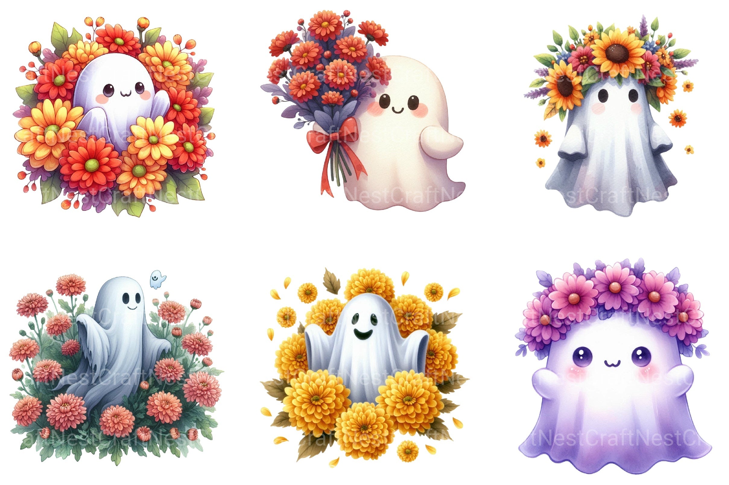 Ghost & Mums Halloween Clipart Bundle - CraftNest - Digital Crafting and Art