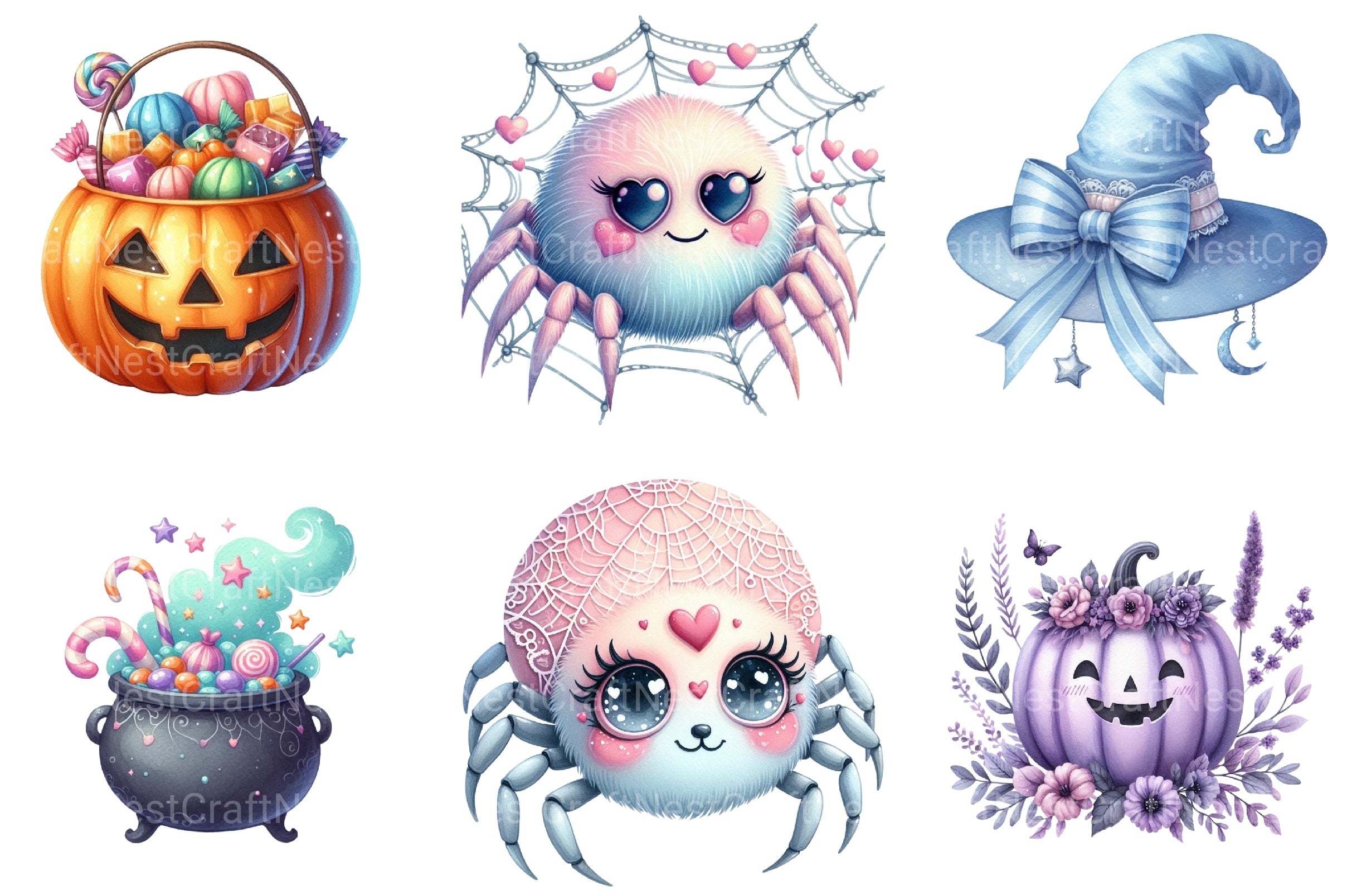 Cute Pastel Halloween Clipart Bundle - CraftNest - Digital Crafting and Art