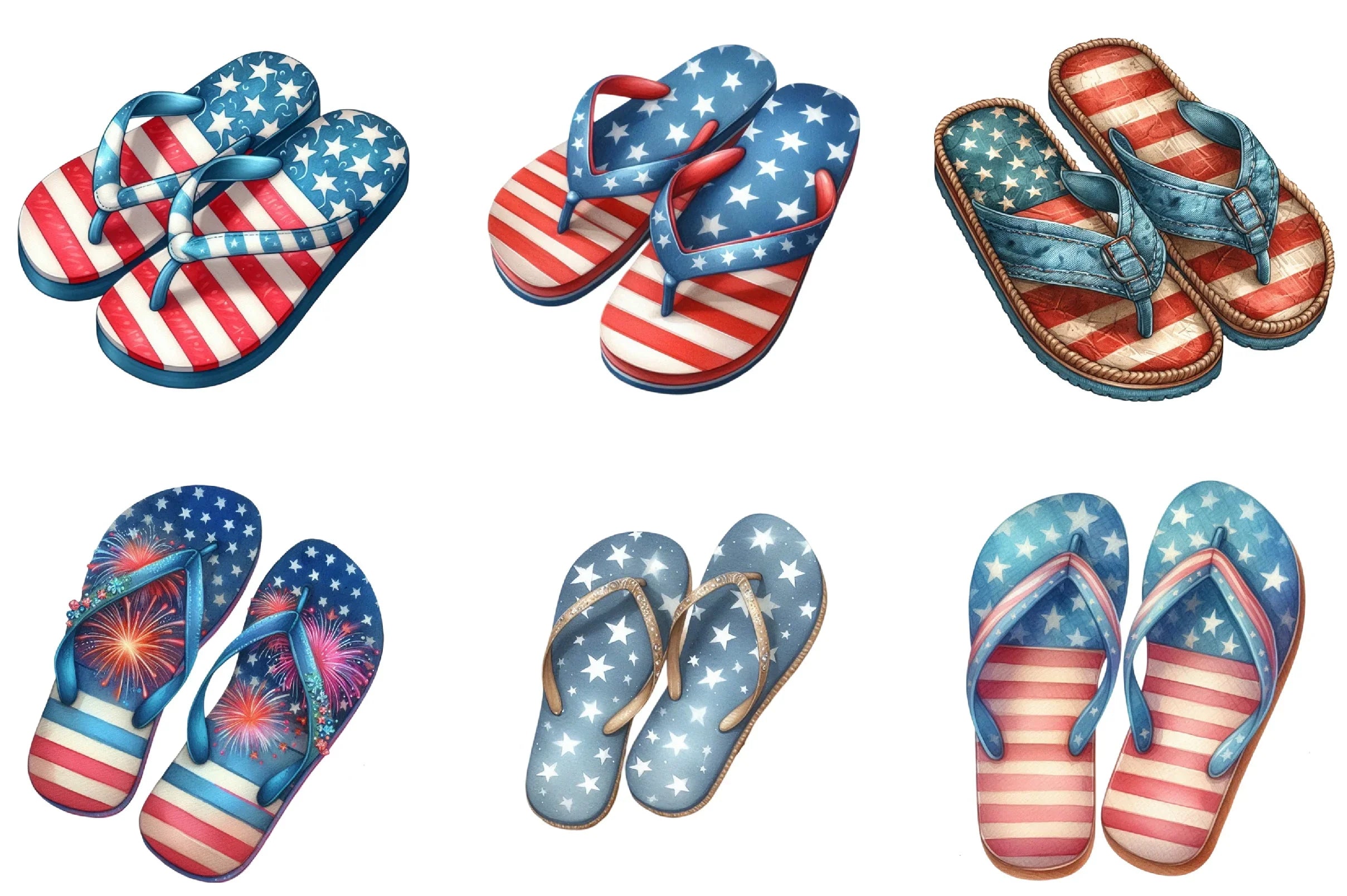 4th of July Flip Flops Clipart Bundle - CraftNest - Digital Crafting and Art