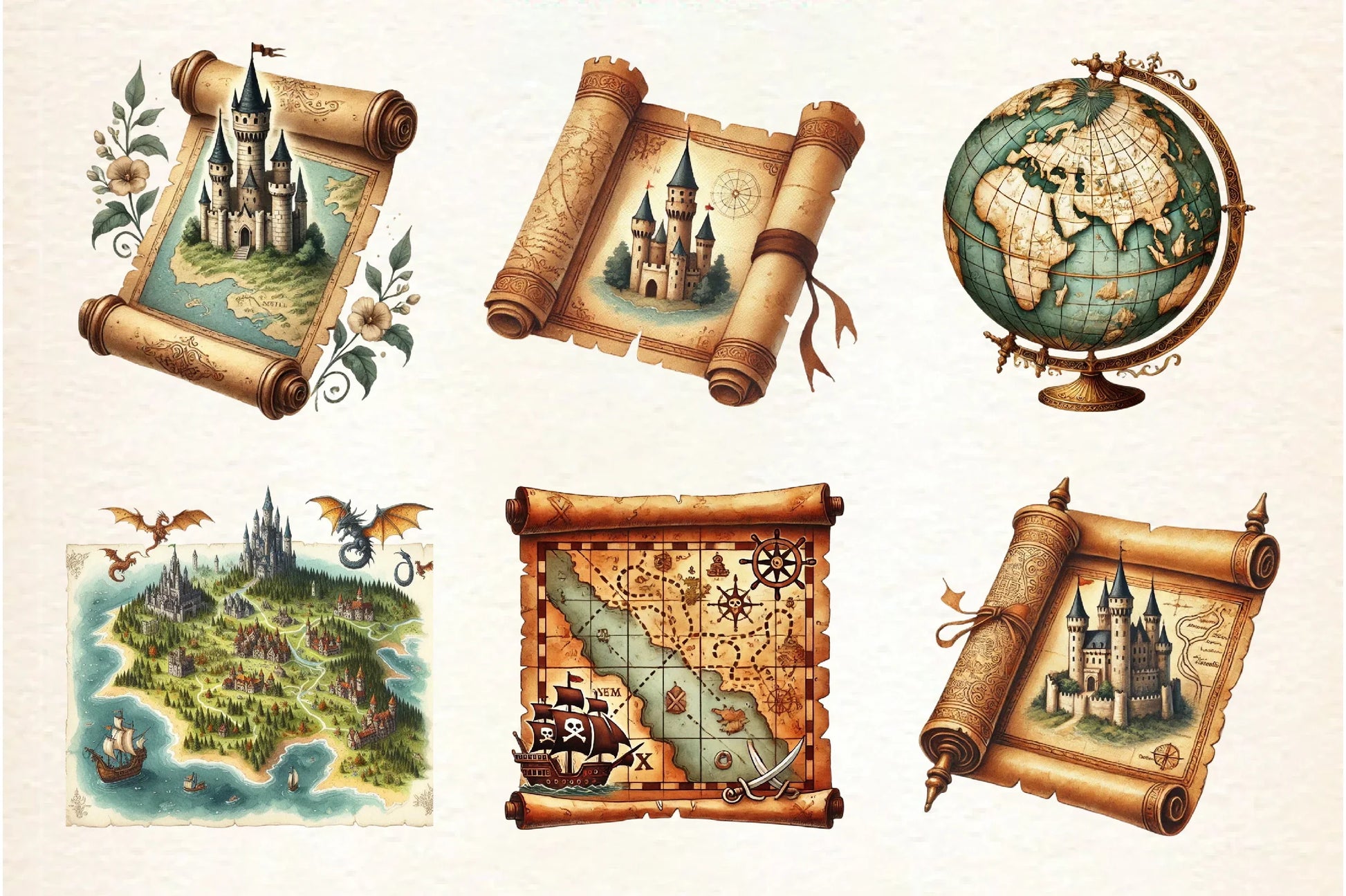 Vintage Map Designs Clipart Bundle - CraftNest - Digital Crafting and Art