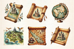 Vintage Map Designs Clipart Bundle - CraftNest - Digital Crafting and Art