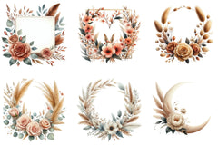 Boho Floral Frame Border Wreath Clipart Bundle - CraftNest - Digital Crafting and Art