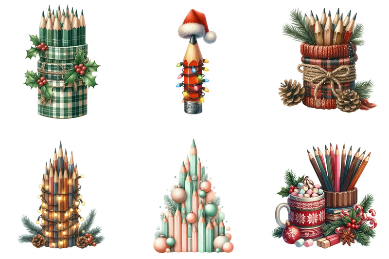Christmas Pencil Tower Clipart Bundle - CraftNest - Digital Crafting and Art