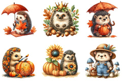 Autumn Hedgehogs Clipart Bundle - CraftNest - Digital Crafting and Art