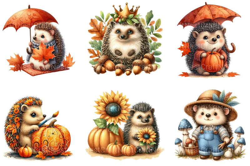 Autumn Hedgehogs Clipart Bundle - CraftNest - Digital Crafting and Art